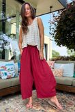 Sandbar Linen Blend Barrel Culotte Pant Rioja